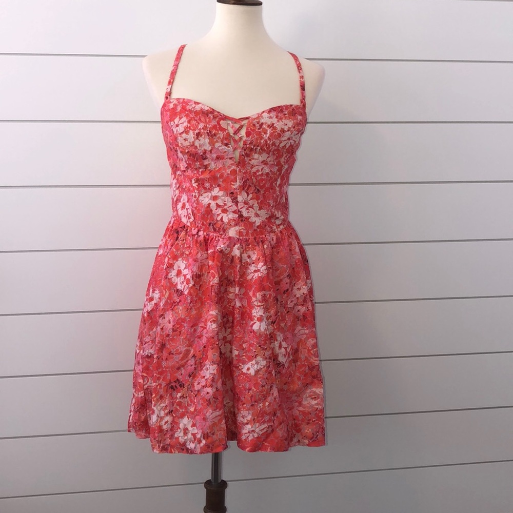 Guess coral and pink lacy dress